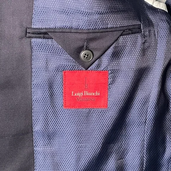 Luigi Bianchi Mantova All Virgin Wool Navy Blue Blazer - Picture 8 of 13